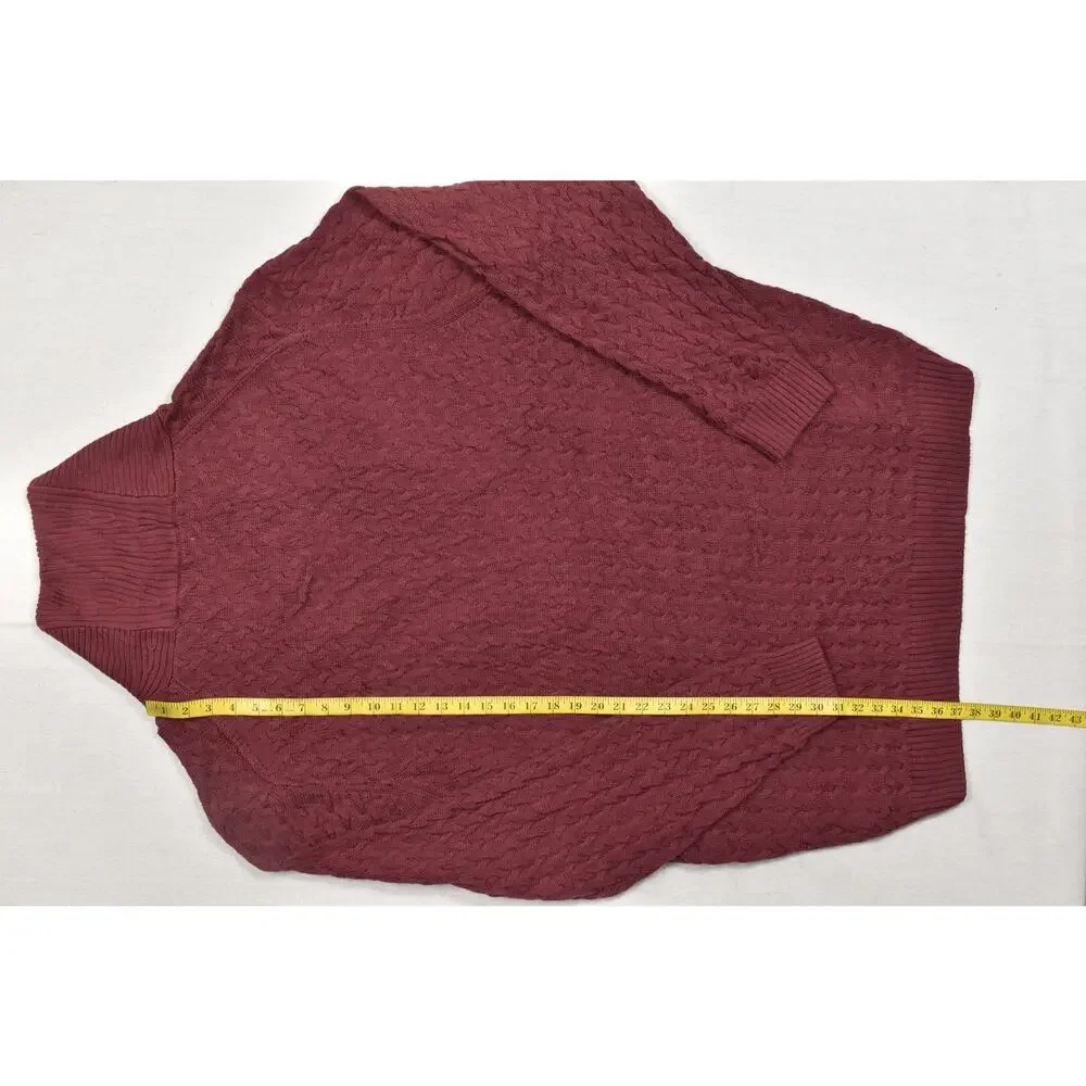 Oak Hill Men's 4XLT Burgundy Shawl Neck Cable Knit Cotton Sweater NWT Big & Tall